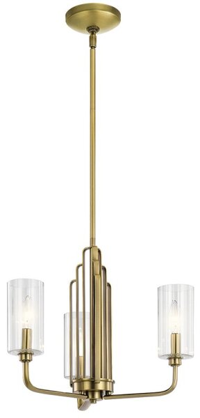 Quintiesse QN-KIMROSE3-BNB Kimrose 3 Light Ceiling Chandelier In Brushed Natural Brass