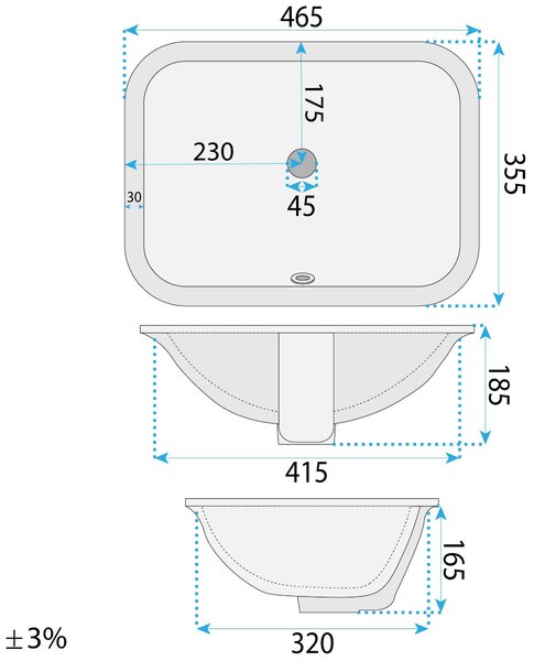 Inset washbasin Rea Anabel 46