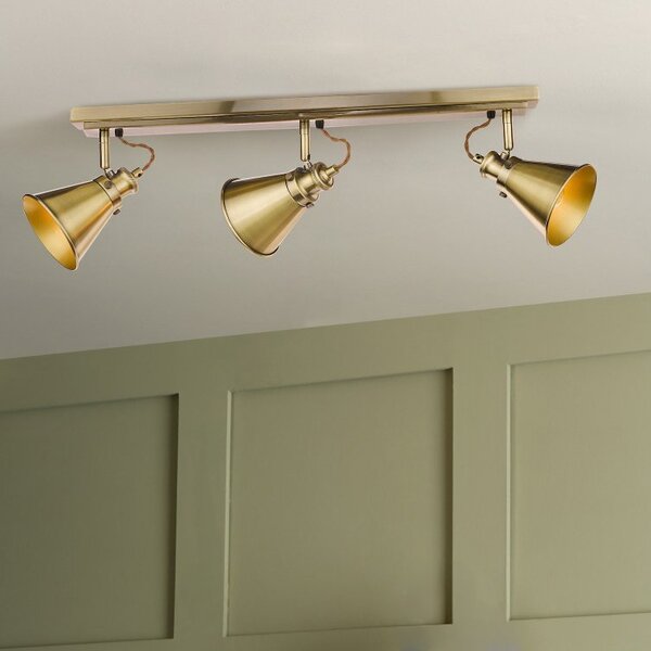 Laura Ashley LA3756158-Q Rufus 3 Light Ceiling Bar Spotlight In Antique Brass Finish