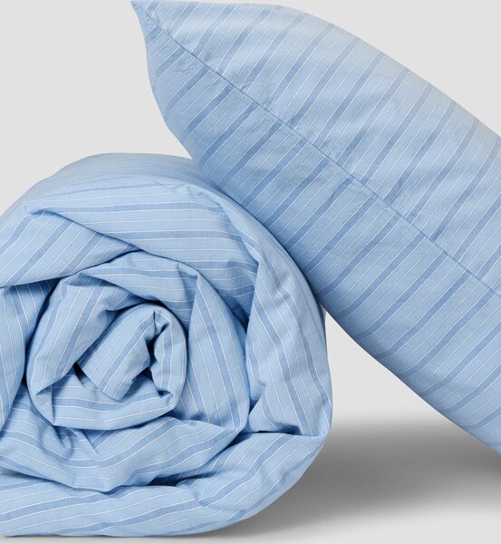 Pale Blue Favourite Shirt Stripe Kids Cotton Bedding Set | Cot | Piglet in Bed
