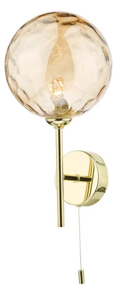 Dar Lighting Cohen Wall Light In Polished Gold Finish With Round Champagne Glass COH0735-11