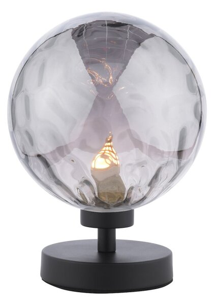 Dar Lighting Esben Table Lamp In Matt Black Finish With Round Smoked Dimpled Glass ESB4122-10