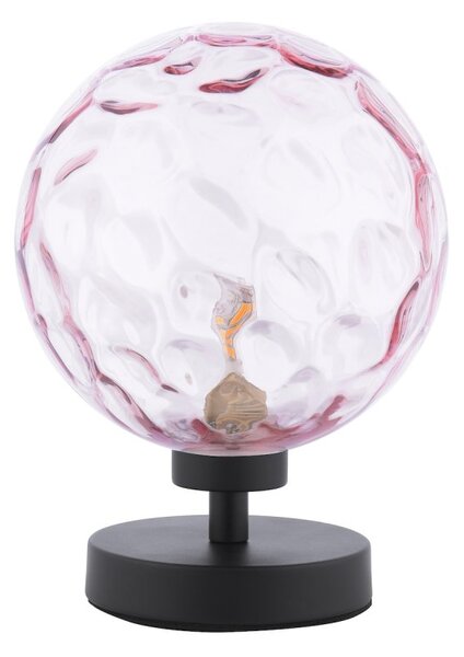 Dar Lighting Esben Table Lamp In Matt Black Finish With Round Pink Dimpled Glass ESB4122-13
