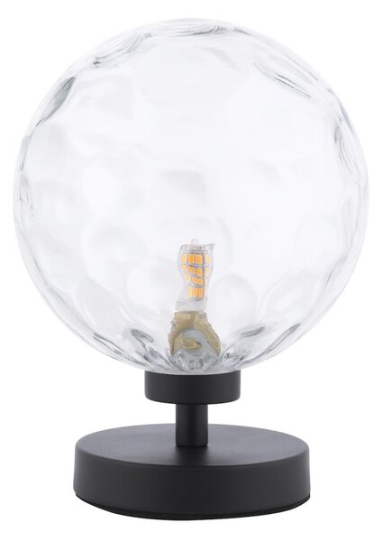 Dar Lighting Esben Table Lamp In Matt Black Finish With Round Clear Dimpled Glass ESB4122-12