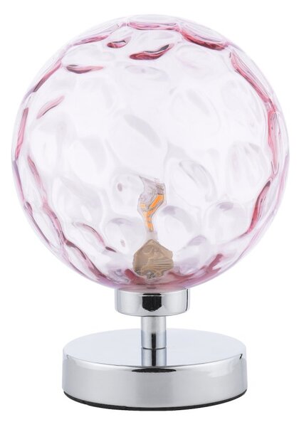 Dar Lighting Esben Table Lamp In Polished Chrome Finish With Pink Dimpled Glass ESB4150-13