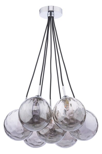 Dar Lighting Elpis 7 Light Cluster Ceiling Pendant Light In Polished Chrome With Round Smoked Glass ELP342-10
