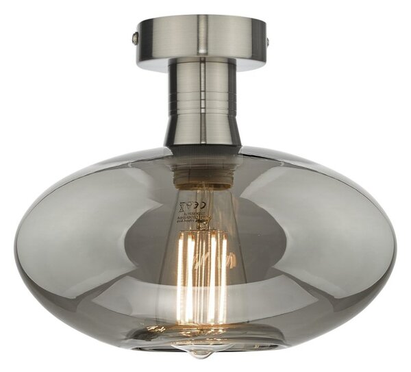 Dar Lighting Emerson Semi Flush Ceiling Light In Antique Chrome With Smoked Glass EME4861-E04