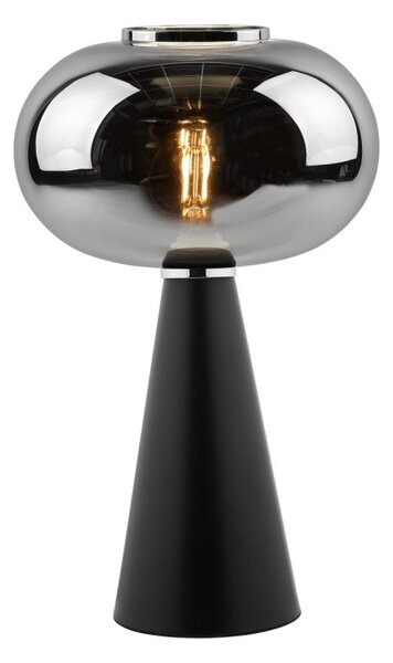 Dar Lighting Jensen Table Lamp In Satin Black Finish With Smoked Glass Shade JEN4222