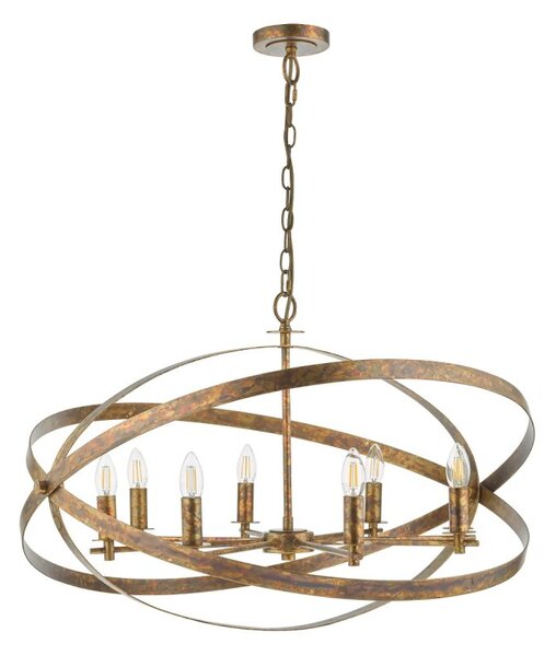 Dar Lighting Nitya 8 Light Ceiling Pendant Light In Mottled Copper Finish NIT0864