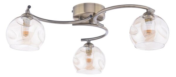 Dar Lighting Nakita 3 Light Semi Flush Ceiling Light In Antique Brass With Champagne Dimpled Glass NAK5375-16