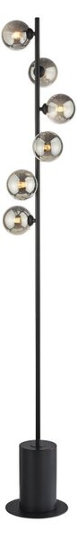 Dar Lighting Spiral 6 Light Floor Lamp In Matt Black With Round Smoked Glass SPI4922-01
