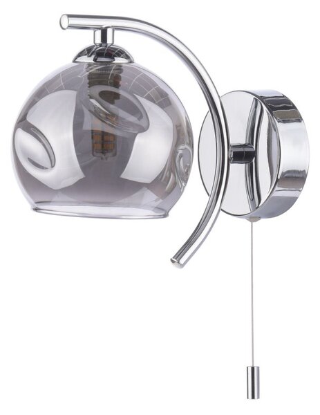 Dar Lighting Nakita Wall Light In Polished Chrome With Smoked Dimpled Glass NAK0750-15