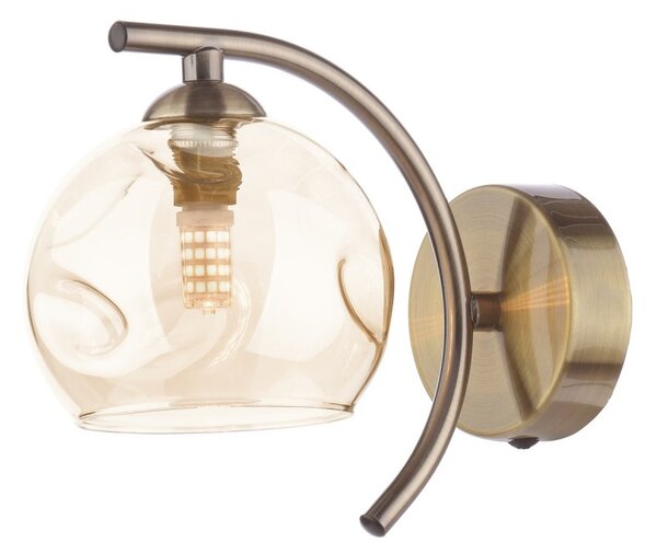 Dar Lighting Nakita Wall Light In Antique Brass With Champagne Dimpled Glass NAK0775-16