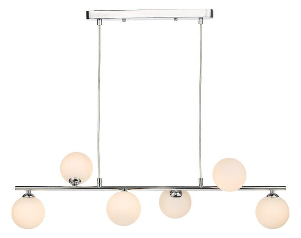 Dar Lighting Spiral 6 Light Bar Pendant Light In Polished Chrome With Opal Glass SPI6450-02
