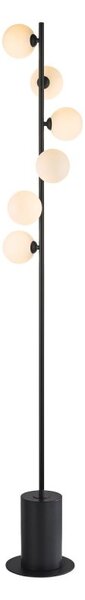 Dar Lighting Spiral 6 Light Floor Lamp In Matt Black With Round Opal Glass SPI4922-02