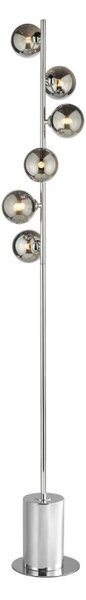 Dar Lighting Spiral 6 Light Floor Lamp In Polished Chrome With Round Smoked Glass SPI4950-01