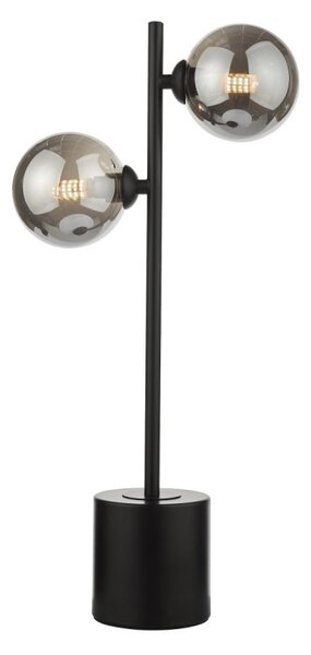 Dar Lighting Spiral 2 Light Table Lamp In Matt Black Finish With Smoked Glass SPI4222-01