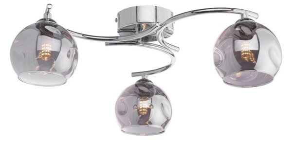 Dar Lighting Nakita 3 Light Semi Flush Ceiling Light In Polished Chrome With Smoked Dimpled Glass NAK5350-15