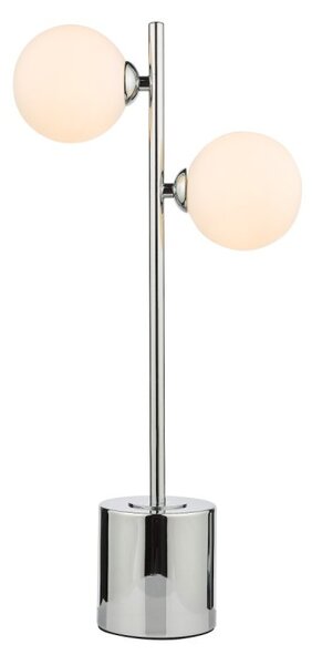 Dar Lighting Spiral 2 Light Table Lamp In Polished Chrome With Round Opal Glass SPI4250-02