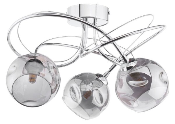 Dar Lighting Onawa 3 Light Semi Flush Ceiling Light In Polished Chrome With Smoked Glass ONA5350-15