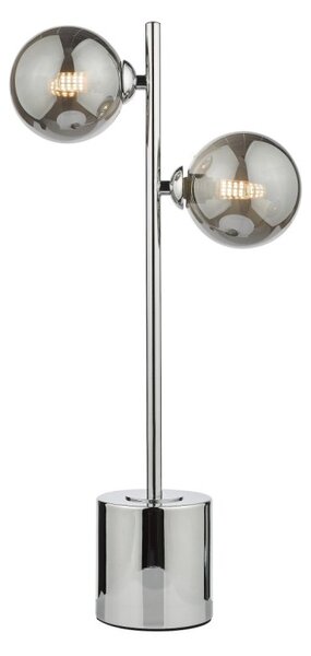 Dar Lighting Spiral 2 Light Table Lamp In Polished Chrome With Round Smoked Glass SPI4250-01