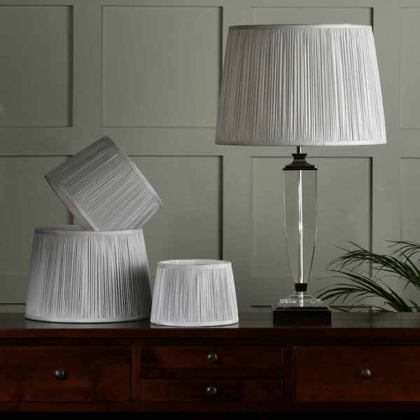 Laura Ashley Hemsley Pleated Silk Empire Drum Shade In Silver 35cm LA3756305-Q