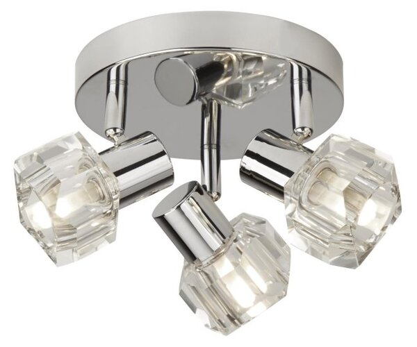 Contemporary 3 Light Round Ice Cube Ceiling Spotlight In Polished Chrome