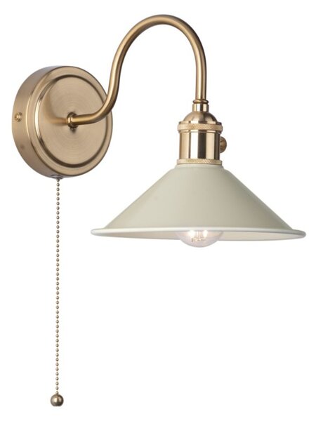 Dar Lighting Hadano Single Wall light In Natural Brass Finish With Taupe Shade