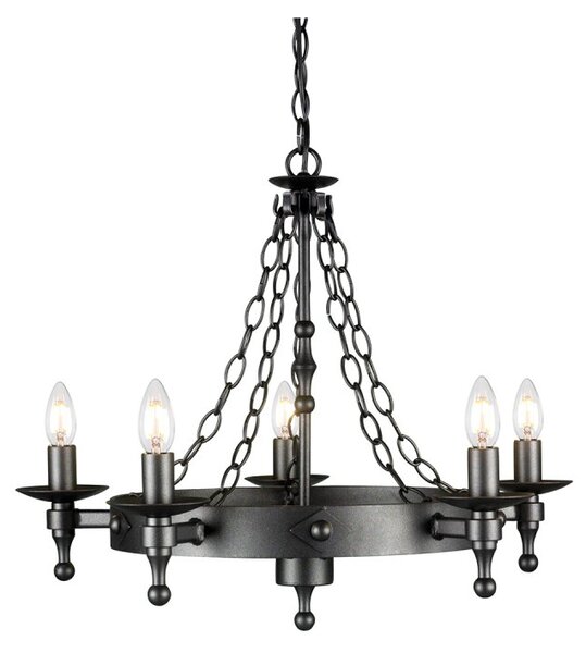 Elstead Warwick WR5-GRAPHITE 5 Light Chandelier In Black