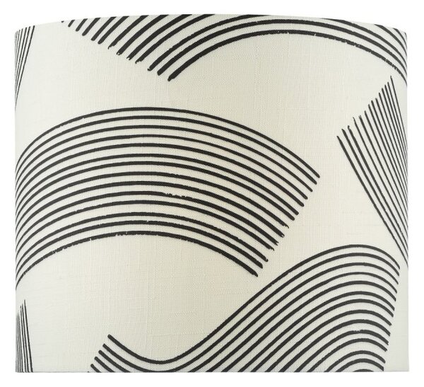 Dar Lighting Miho Cream Linen Drum Shade With Black Pattern 34 cm