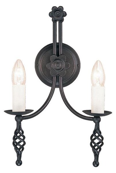 Elstead Belfry BY2 Double Wall Light In Black Wrought Iron