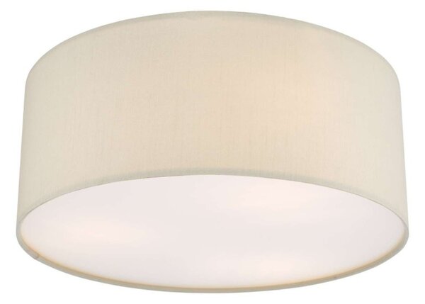 Dar Lighting Cierro 3 Light Flush Ceiling Light With Taupe Shade And White Diffuser 40 cm