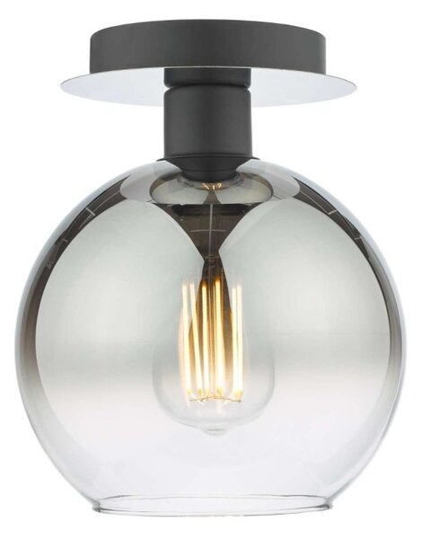 Dar Lighting Lycia Semi Flush Ceiling Light In Black Finish With Smoked Ombre Glass