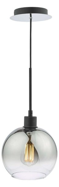 Dar Lighting Lycia Single Ceiling Pendant Light In Black With Smoked Ombre Glass