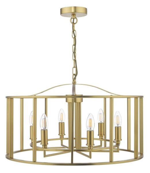 Dar Lighting Myka 6 Light Cage Ceiling Pendant Light In Bronze Finish