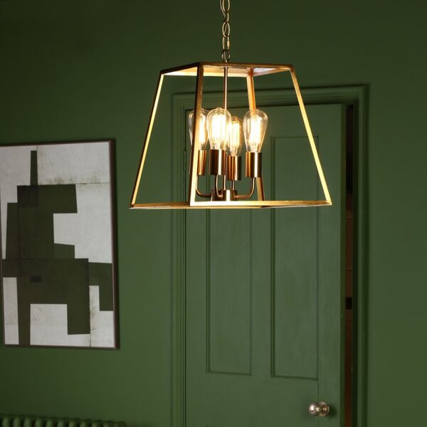 Dar Lighting Academy 4 Light Ceiling Lantern In Natural Brass Finish
