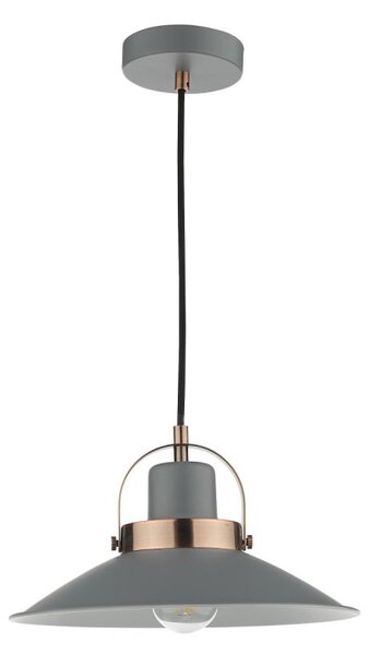 Dar Lighting Liden Single Ceiling Pendant Light In Grey And Copper Finish