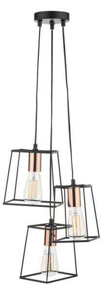 Dar Lighting Tower 3 Light Cluster Ceiling Pendant In Matt Black And Copper