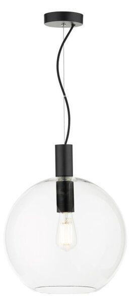 Dar Lighting Zula Ceiling Pendant Light In Matt Black Finish With Round Clear Glass Shade