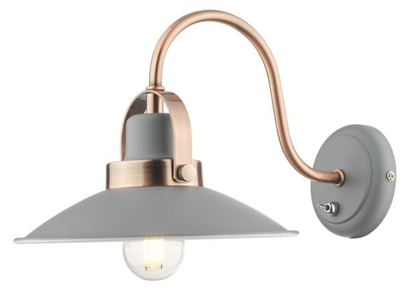 Dar Lighting Liden Single Wall Light In Grey And Copper Finish