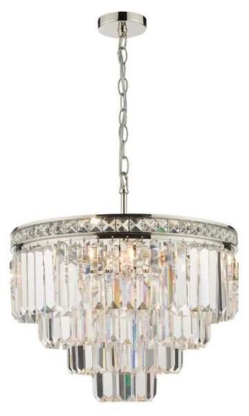Dar Lighting Vyana 4 Light Crystal Ceiling Chandelier In Polished Nickel Finish