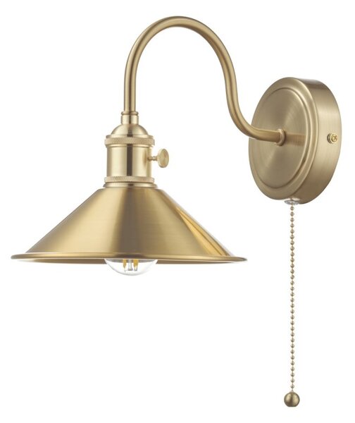 Dar Lighting Hadano Single Wall light In Natural Brass Finish With Brass Shade