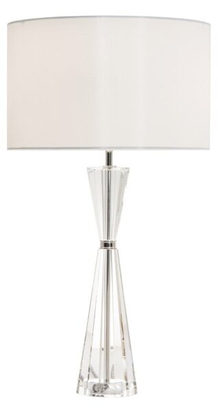 Dar Lighting Risha 2 Light Crystal Table Lamp In Nickel Finish With Ivory Faux Silk Shade