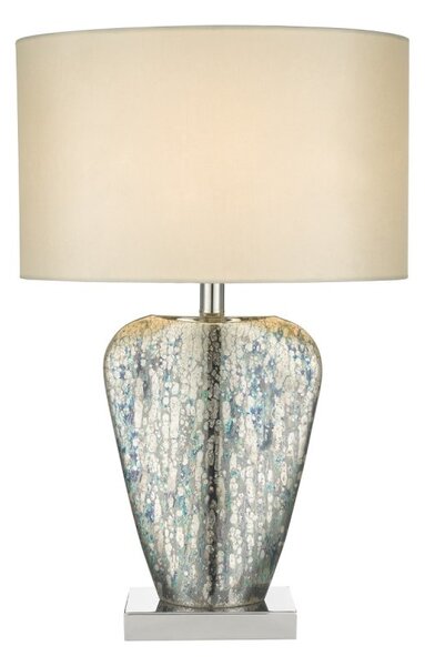 Dar Lighting Syracuse Mercury Glass Table Lamp With White Silk Shade