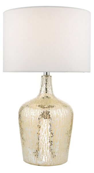 Dar Lighting Lolek Table Lamp In Silver With Ivory Faux Silk Shade