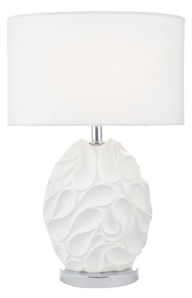 Dar Lighting Zachary Oval Resin Table Lamp In White With Linen Shade