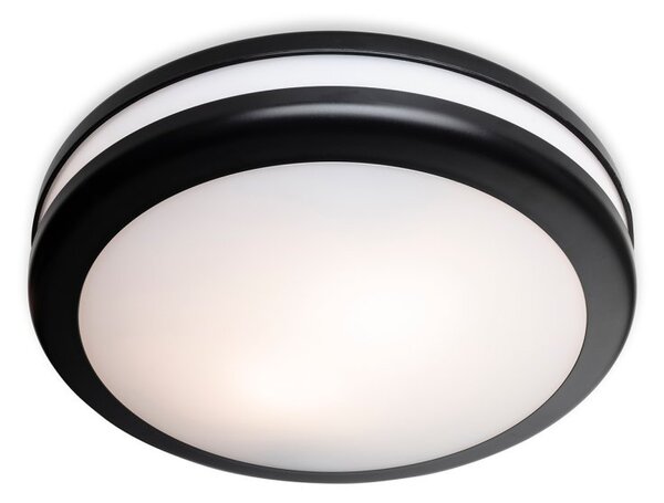 Firstlight 3843BK Style Resin Outdoor Flush Ceiling Light In Black With White Diffuser IP54