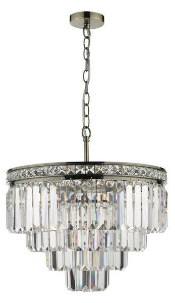 Dar Lighting Vyana 4 Light Crystal Ceiling Pendant Light In Antique Brass Finish