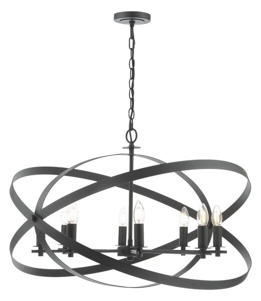 Dar Lighting Nitya 8 Light Ceiling Pendant Light In Matt Black Finish