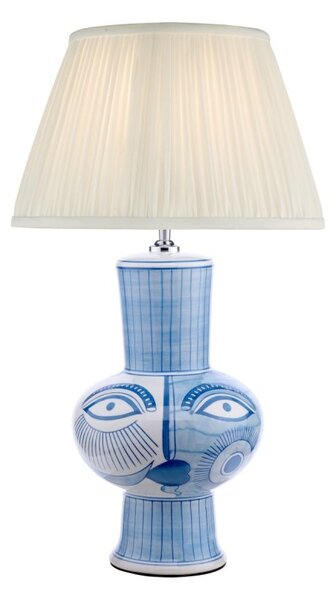 Dar Lighting Picasso Large Ceramic Table Lamp In Blue And White Face Print - Base Only